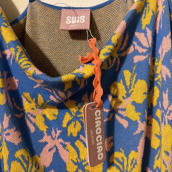 Hibiscus Floral Cowl Neck Knit Dress - Ciao Ciao Vacation - Picture 3 of 5